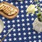4th of July Tablecloth 70x70 Inch Round, Patriotic Memorial Day Independence Day American Flag Table Cover for Party Picnic Dinner Decor